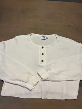 Cropped Waffle Henley Pullover